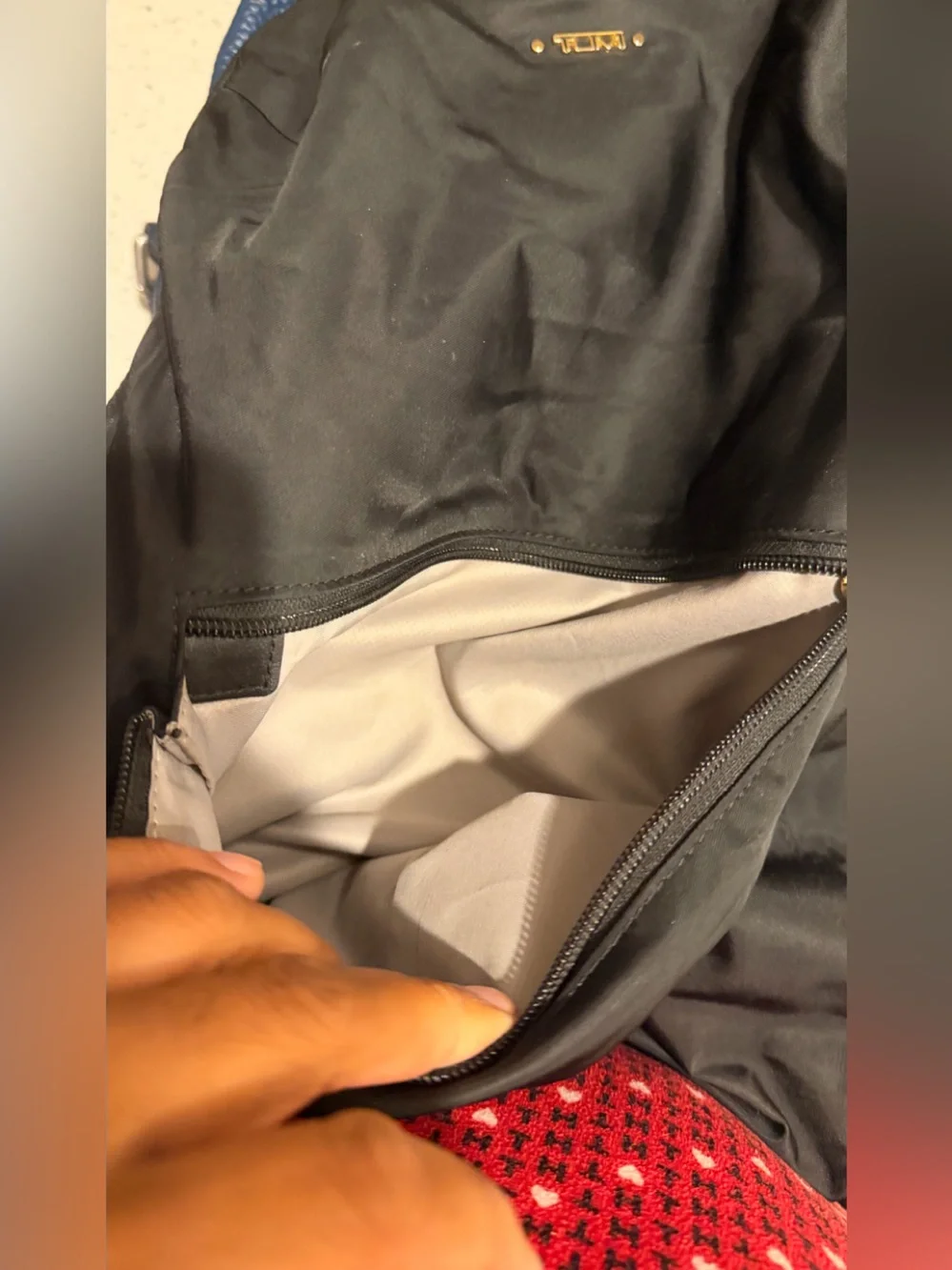 Tumi Black Nylon Backpack with Gold-Tone Hardware